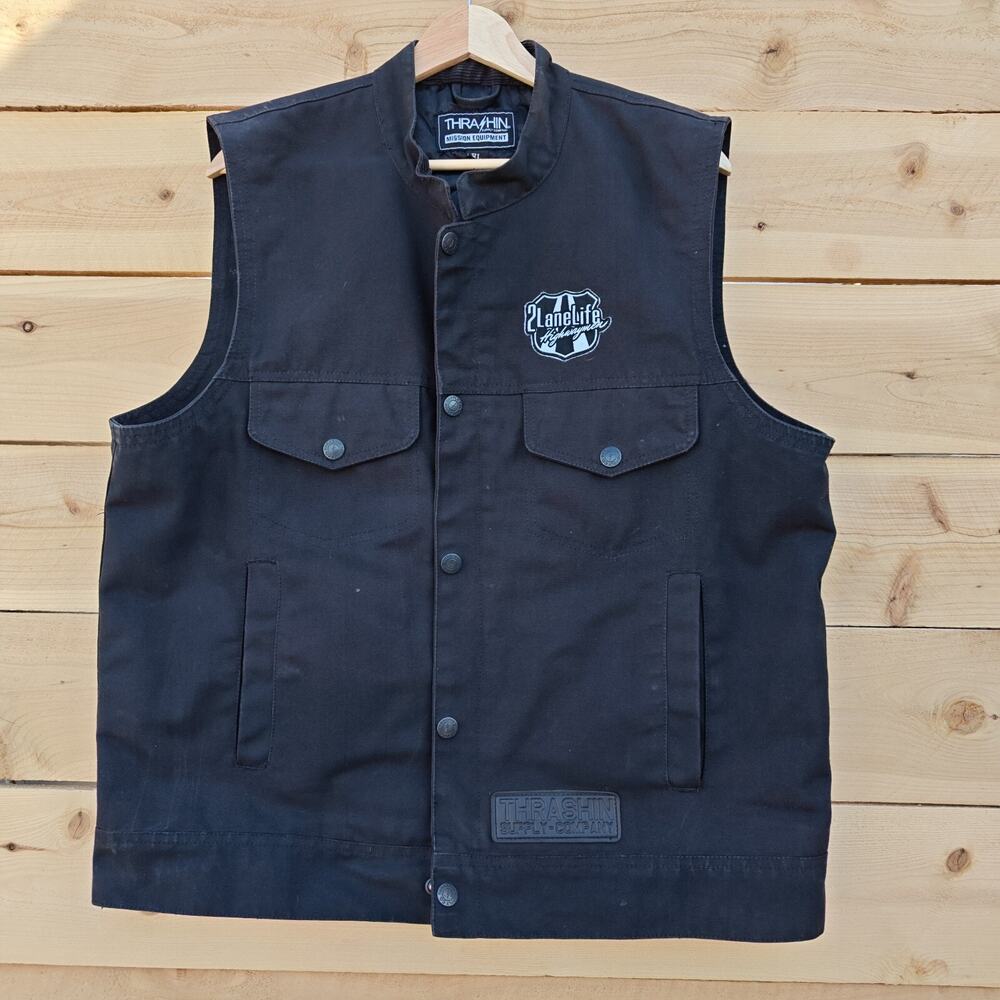 Trashin Supply Company Men's Size XL Black Canvas Vest Mission Equipment